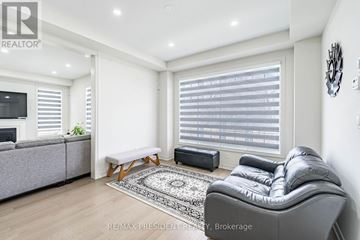 Adjala-Tosorontio (Colgan) apartment for rent - A modern living room with a grey sofa and a rug.