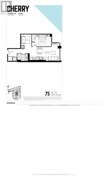 Toronto (Waterfront Communities) condo for rent - A floor plan for a property at Cherry Real Estate.