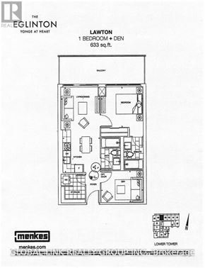 Toronto (Mount Pleasant West) condo for rent - A floor plan for a 1 bedroom apartment at The RealEglinton Yonge at Heart.