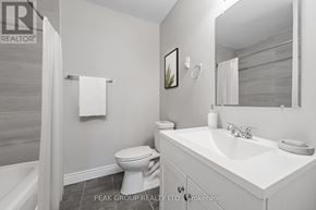 Welland (Lincoln/Crowland) multi-family for rent - A bathroom with a toilet, sink, and mirror.