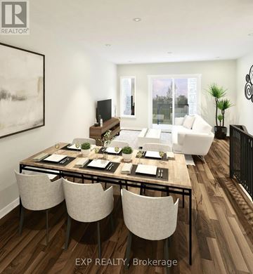 Ottawa townhouse for rent - A modern dining room with a wooden table and chairs.