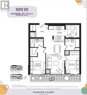 Toronto (Weston-Pellam Park) condo for rent - A floor plan for a suite with two bedrooms and a living area.