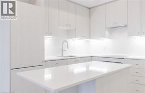 Kitchener condo for rent - A white kitchen with a sink and cabinets.