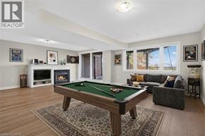 Stoney Creek townhouse for rent - A pool table is in the middle of a living room.