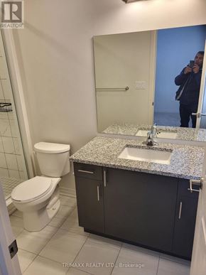 Zorra (Thamesford) townhouse for rent - A bathroom with a sink, toilet and mirror.