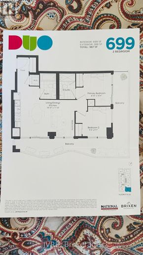 Brampton (Fletcher's Creek South) condo for rent - A floor plan for a residence numbered 699 is displayed.