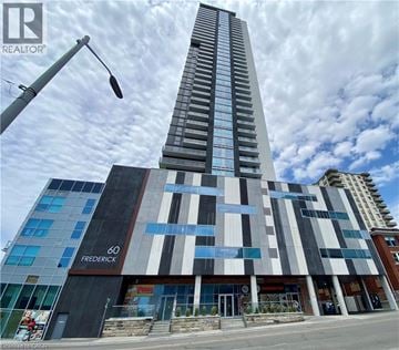 Kitchener condo for rent - A tall building with the number 60 on it.