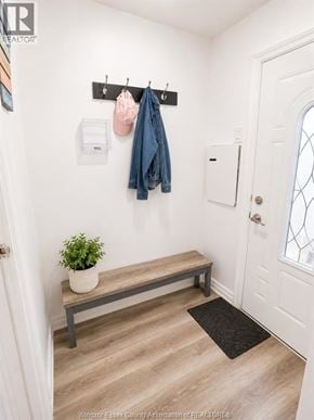 Windsor apartment for rent - A hallway with a bench, coat rack, and a plant.