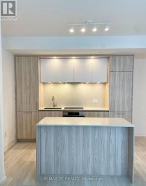 Toronto (Waterfront Communities) condo for rent - A modern kitchen with a large island in the middle.