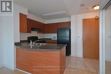 Toronto (Willowdale West) condo for rent - A kitchen with a sink and a refrigerator.
