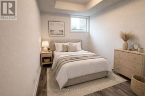 Richmond Hill (Jefferson) townhouse for rent - A bedroom with a bed, nightstand, and a basket on the floor.