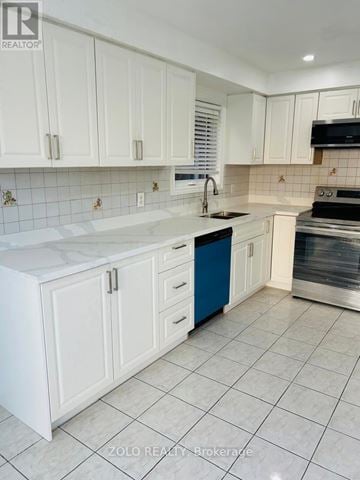 Brampton (Sandringham-Wellington) apartment for rent - A kitchen with white cabinets and a blue drawer.