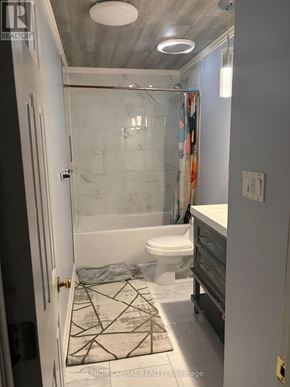Toronto (Malvern) townhouse for rent - A bathroom with a toilet, sink, and shower.