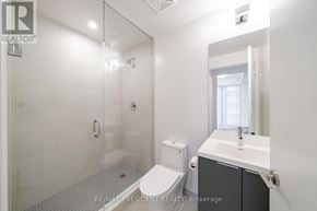 Toronto (Waterfront Communities) condo for rent - A bathroom with a toilet, sink, and shower.