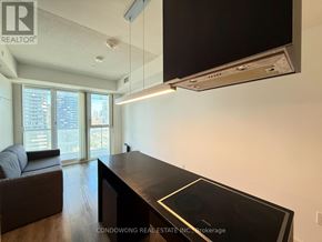 Toronto (Waterfront Communities) condo for rent - A modern living room with a flat screen TV mounted on the wall.