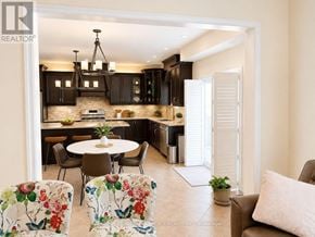 Oakville (Jc Joshua Creek) apartment for rent - A modern kitchen with a dining table set up.