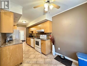 Ottawa apartment for rent - A kitchen with wooden cabinets and a marble countertop.