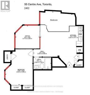 Toronto (Bay Street Corridor) condo for rent - A floor plan for a Toronto apartment at 55 Centre Ave.