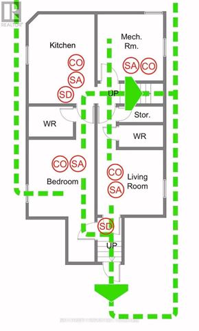 Toronto (Annex) apartment for rent - A diagram of a house with the living room, bedroom, and kitchen labeled.