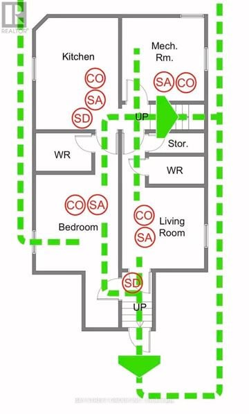 Toronto (Annex) apartment for rent - A diagram of a house with the living room, bedroom, and kitchen labeled.