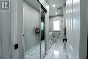 Toronto (Victoria Village) apartment for rent - A bathroom with a sink, mirror, and toiletries.