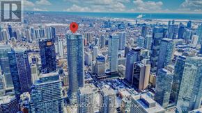 Toronto (Bay Street Corridor) condo for rent - A cityscape with a red pin marking a specific location.