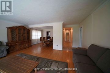 Toronto (Humberlea-Pelmo Park) apartment for rent - A living room with a brown rug and a brown couch.