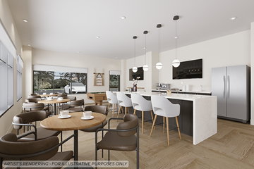 Sarartoga Springs apartment for rent - A modern kitchen with a dining table and chairs.