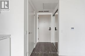 Toronto (Thorncliffe Park) condo for rent - A hallway with a door on the left and a door on the right.