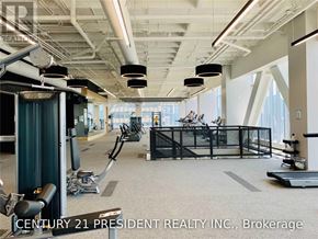 Toronto (University) condo for rent - A gym with a variety of equipment is labeled with the text "Century 21 President Realty Inc., Brokerage.".
