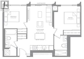 Toronto (Annex) condo for rent - A floor plan of a residential property with labeled rooms and dimensions.