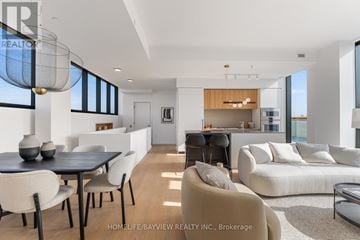 Toronto (Mount Pleasant East) condo for rent - A modern living room with a dining table and chairs.