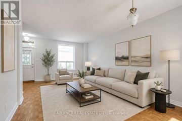 Ottawa townhouse for rent - A well-lit living room with a white sofa, a coffee table, and a painting on the wall.