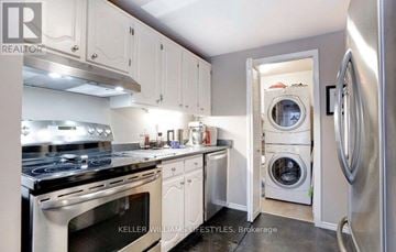 London South (South R) house for rent - A modern kitchen with white cabinets and stainless steel appliances.