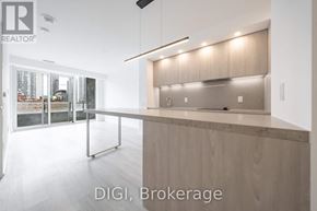 Toronto (Waterfront Communities) condo for rent - A modern kitchen with a countertop and cabinets.