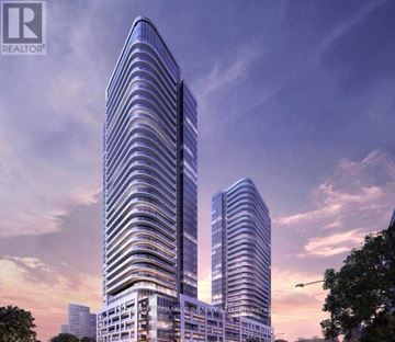 Toronto (Agincourt South-Malvern West) condo for rent - A tall, modern building with a curved design is depicted in the image.