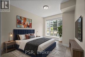 Toronto (Lawrence Park South) condo for rent - A bedroom with a large bed and a painting on the wall.