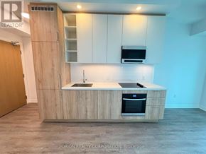 Vaughan (Vaughan Corporate Centre) condo for rent - A kitchen with a sink, stove, and cabinets.