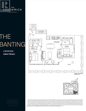 Toronto (Leaside) condo for rent - A floor plan for a 2 bedroom interior is shown.