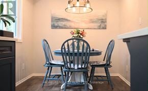 Cambridge apartment for rent - A dining room with a table set for four.