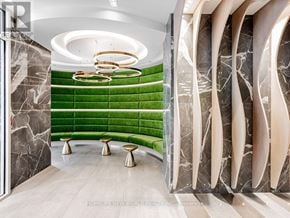 Toronto (Church-Yonge Corridor) condo for rent - A modern interior with a green wall and a marble floor.