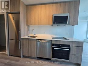 Toronto (Clairlea-Birchmount) condo for rent - A modern kitchen with a refrigerator, sink, and oven.