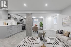 Hamilton apartment for rent - A modern kitchen with a dining area and a living room.