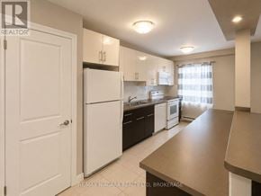 St. Catharines (Downtown) multi-family for rent - A kitchen with white appliances and a white door.
