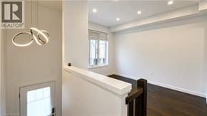 Ancaster townhouse for rent - A realtor sign is hanging on the wall above a white door.