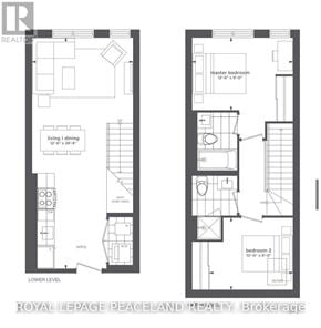 Toronto (L'amoreaux) townhouse for rent - A floor plan of a house with two bedrooms and a living room.
