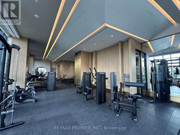Vaughan (Vaughan Corporate Centre) condo for rent - A gym with a variety of equipment including treadmills, weights, and exercise machines.