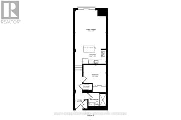 Toronto (Niagara) condo for rent - A floor plan for a property with a living room, two bedrooms, and a bathroom.