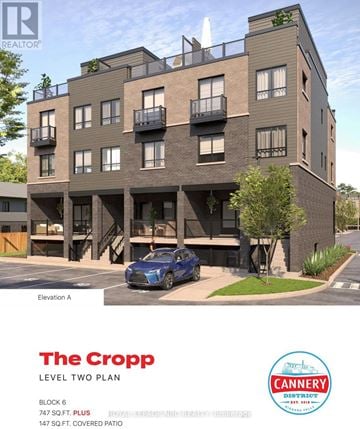 Niagara Falls (Morrison) condo for rent - A modern apartment building called The Cropp is shown with a blue car parked in front.