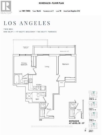 Vaughan (Concord) condo for rent - A floor plan for a two bedroom apartment in Los Angeles.